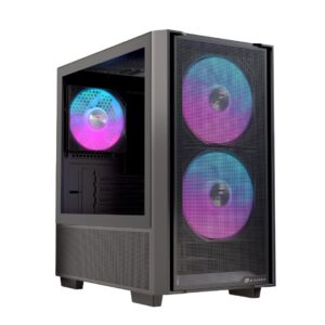 Case EINAREX PM150 RGB M-ATX (Kèm 3 Fan ARGB) - Black/Đen