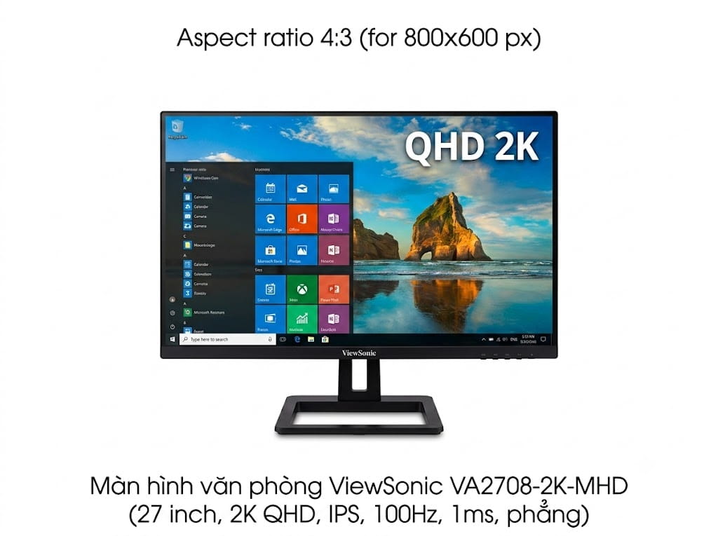 Màn hình văn phòng Viewsonic QHD VA2708-2K-MHD (27 inch, 2K, IPS, 100Hz, 1ms, phẳng)