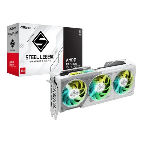Card màn hình ASRock AMD RX 9070 XT 16G Steel Legend