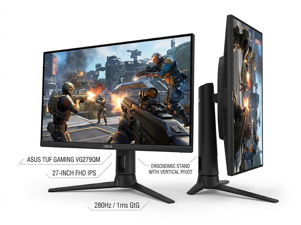 Màn hình Gaming Fps Asus Vg279Qm (27 inchFhdIps280Hz1Ms Chân Xoay Dọc)