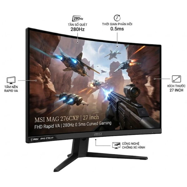 Màn hình gaming MSI MAG 276CXF (27 inch, FHD, Rapid VA, 280Hz, 0.5ms, cong)