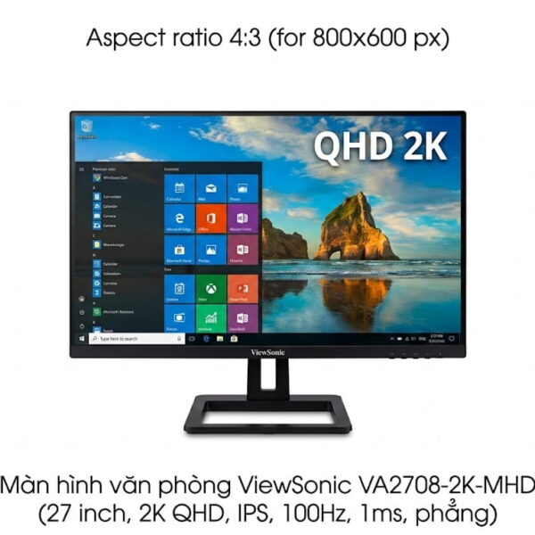Màn hình văn phòng Viewsonic QHD VA2708-2K-MHD (27 inch, 2K, IPS, 100Hz, 1ms, phẳng)