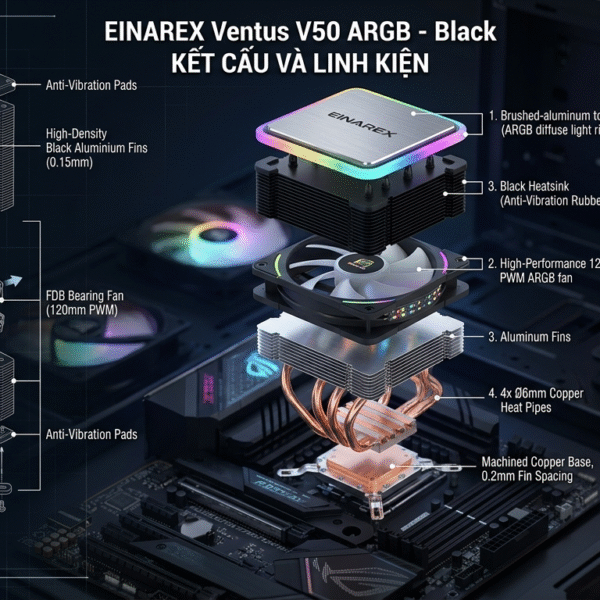 Tản nhiệt khí EINAREX Ventus V50 ARGB - Black