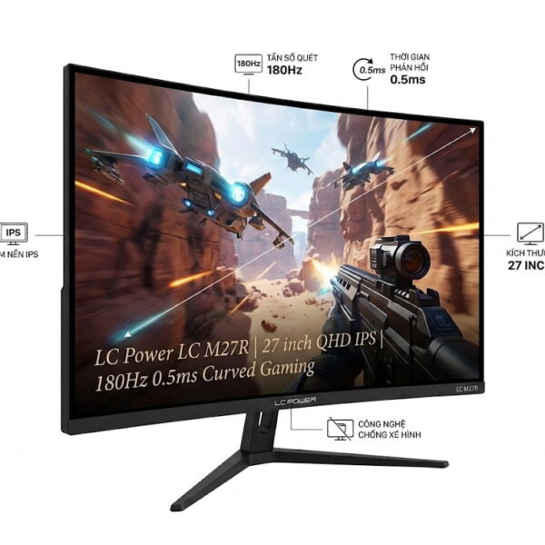 Màn hình gaming LC Power LC M27R (27 inch, QHD, IPS, 180Hz, 0.5ms)