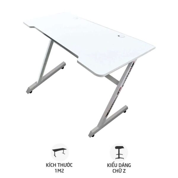 Bàn chữ K Gaming Trắng (L: 1,2m - W: 0,6m - H: 0,75m)